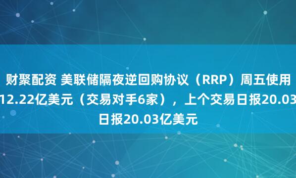 财聚配资 美联储隔夜逆回购协议（RRP）周五使用规模为12.22亿美元（交易对手6家），上个交易日报20.03亿美元